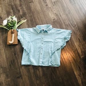Universal Thread Goods Co Button Down Winged Ruffle Sleeve Blouse